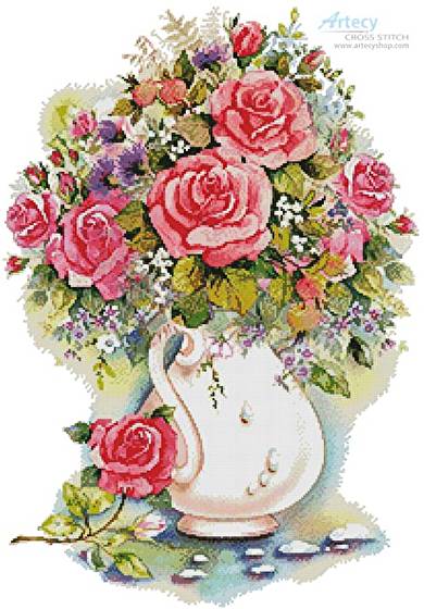 cross stitch pattern Pink Floral Arrangement 2