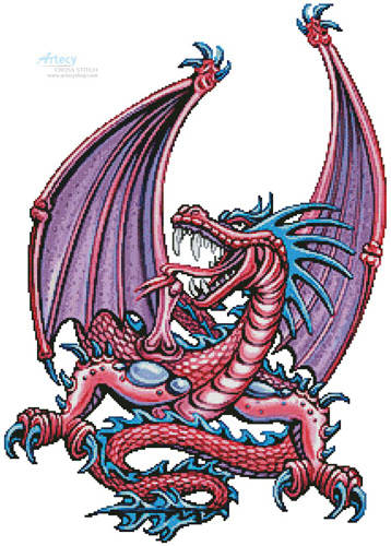 cross stitch pattern Pink Dragon
