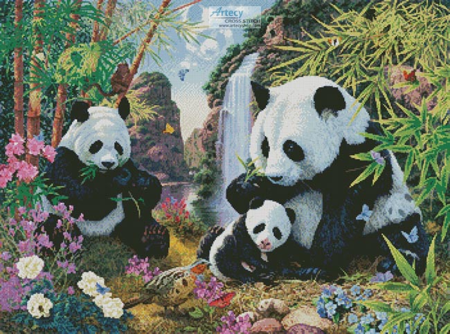 cross stitch pattern Panda Valley