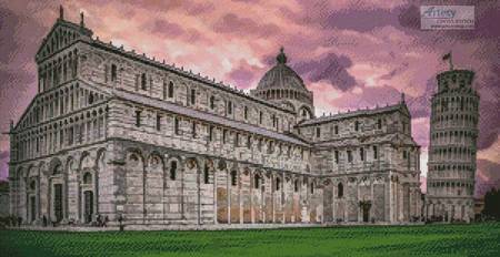 cross stitch pattern Pisa Cathedral at Sunrise