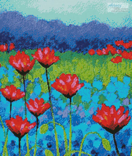cross stitch pattern Poppy Study (Crop)