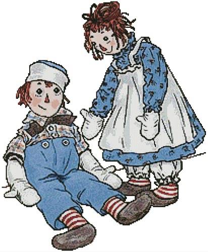 cross stitch pattern Raggedy Ann and Andy