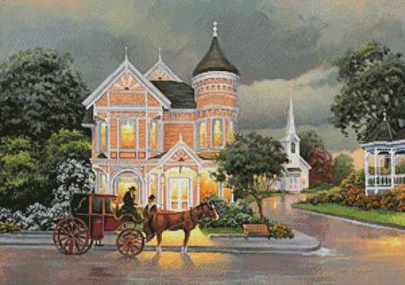 cross stitch pattern Rainy Afternoon