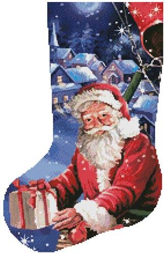 cross stitch pattern Santa in a Hot Air Balloon Stocking(Lft)