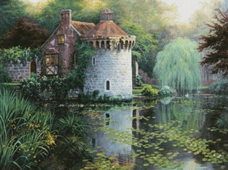 cross stitch pattern Scotney Castle Garden