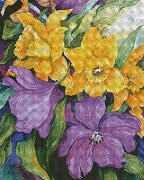 cross stitch pattern Tulips and Daffodils (Crop)