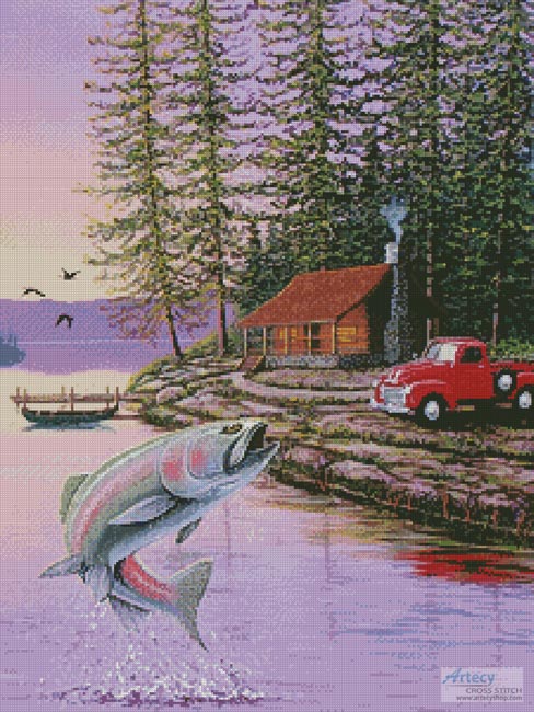 cross stitch pattern Trout Lake