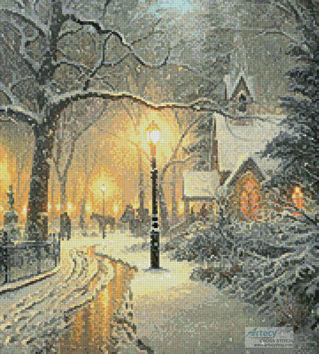 cross stitch pattern Winter Chapel (Crop)
