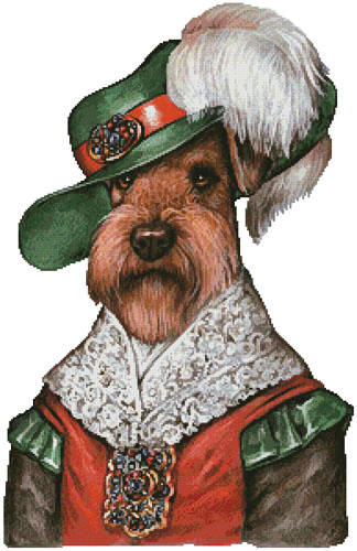 cross stitch pattern Airedale Musketeer