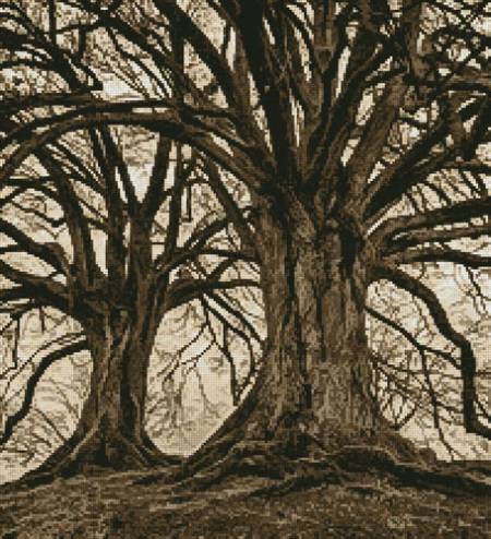 cross stitch pattern Branching Out - Sepia (Crop)