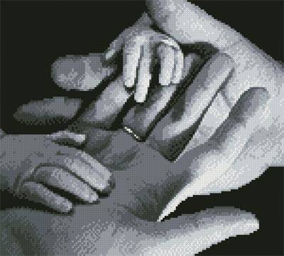 cross stitch pattern Baby Hands (Black and White)