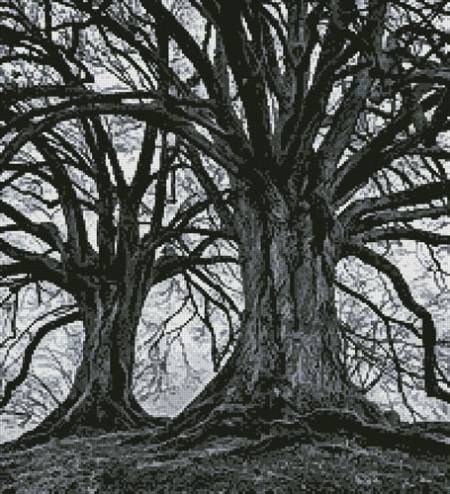 cross stitch pattern Branching Out - Black and White (Crop)