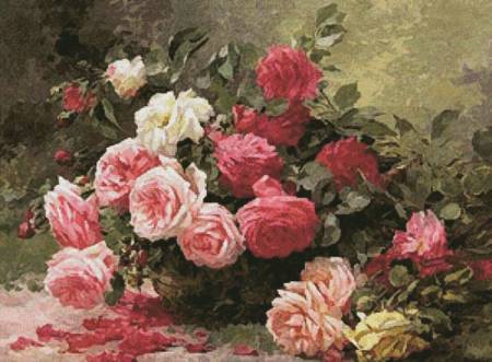 cross stitch pattern Basket of Roses Painting