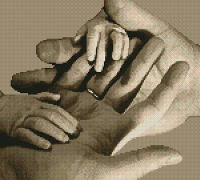 cross stitch pattern Baby Hands (Sepia)