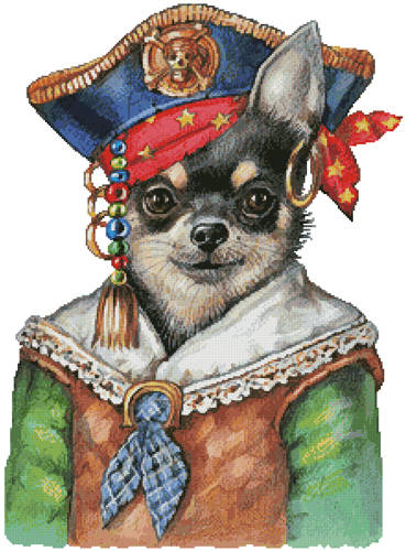 cross stitch pattern Chihuahua Pirate