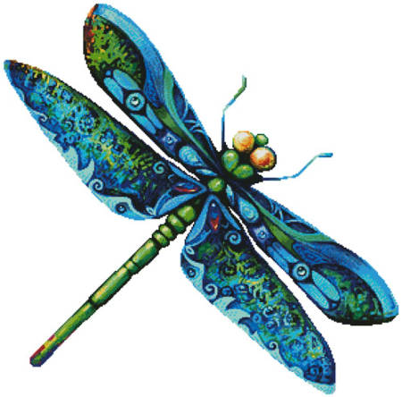 cross stitch pattern Dragonfly Painting (No Background)