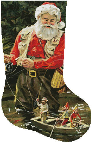 cross stitch pattern Fishing Buddies Stocking (Right)
