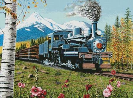 cross stitch pattern Lumbering Along Shasta County