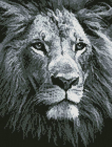 cross stitch pattern Mini Lion Close up (Black and White)