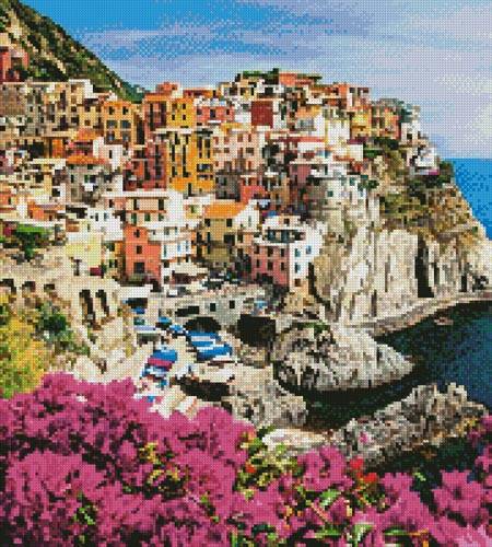 cross stitch pattern Manarola Village, Cinque Terre (Crop)