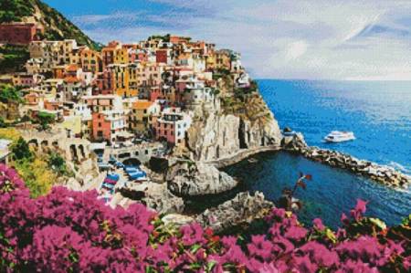 cross stitch pattern Manarola Village, Cinque Terre