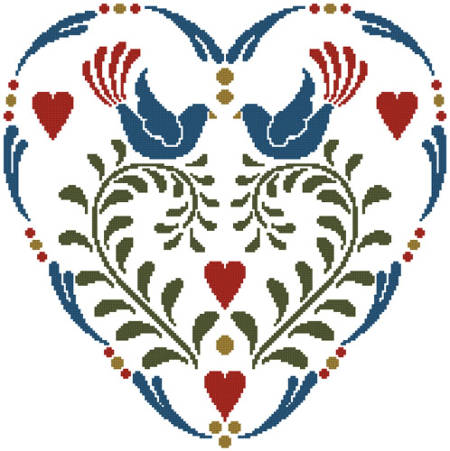 cross stitch pattern Rosemaling Heart 1