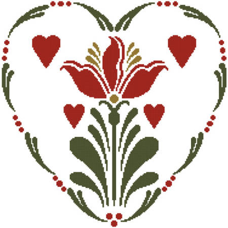 cross stitch pattern Rosemaling Heart 2