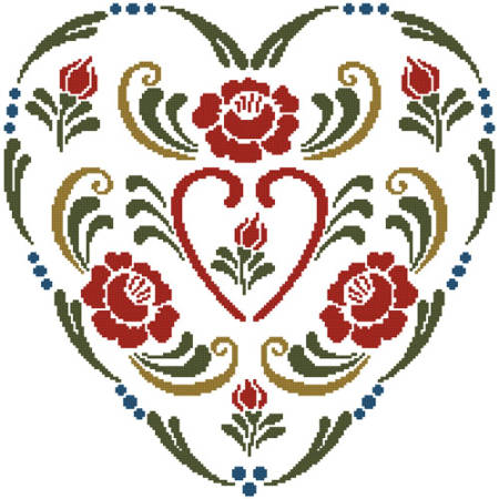 cross stitch pattern Rosemaling Heart 3