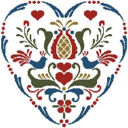 cross stitch pattern Rosemaling Heart 4