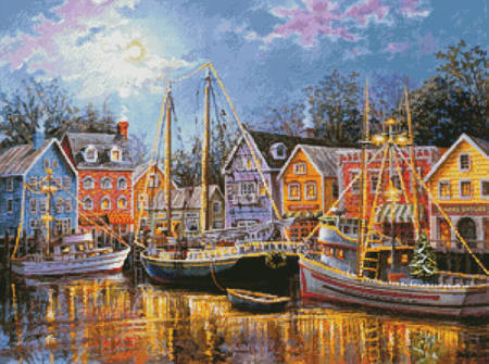 cross stitch pattern Ships Aglow
