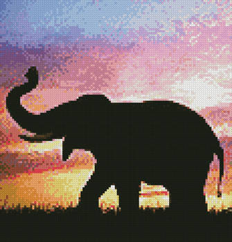 cross stitch pattern Silhouette of Elephant (Crop)