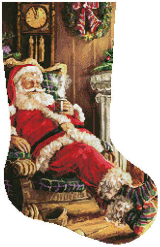 cross stitch pattern Santa Resting Stocking (Right)