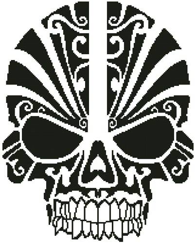 cross stitch pattern Tribal Skull Silhouette
