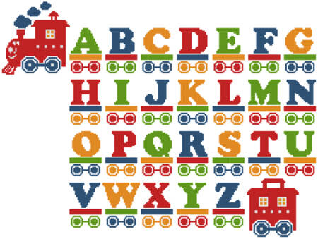 cross stitch pattern Train Alphabet