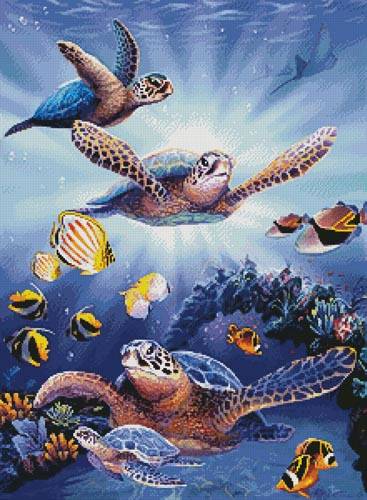 cross stitch pattern Turtles in Light