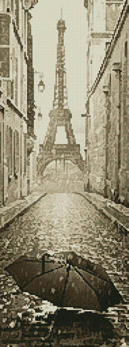 cross stitch pattern Umbrella in Paris Sepia (Crop)