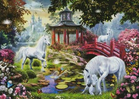 cross stitch pattern Unicorn Summer House (Large)