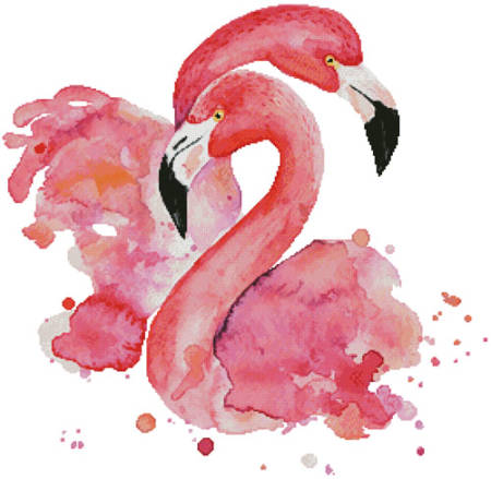 cross stitch pattern Watercolour Flamingos