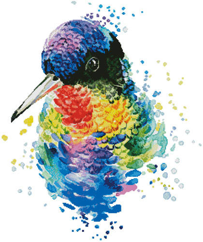 cross stitch pattern Watercolour Hummingbird