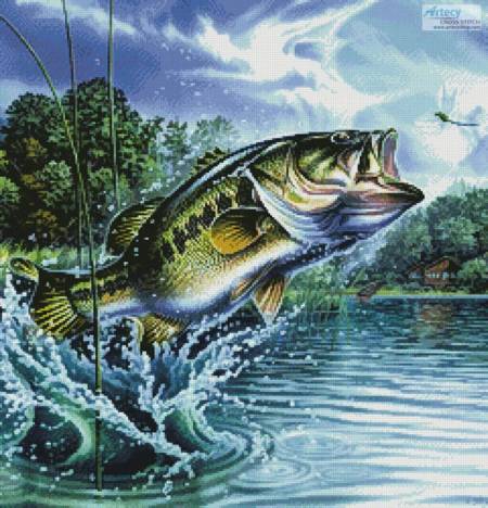 cross stitch pattern Airborne Bass (Crop)