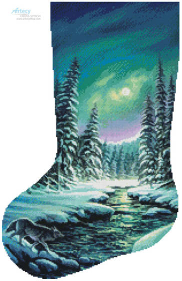 cross stitch pattern A Quiet Stroll Stocking (Left)