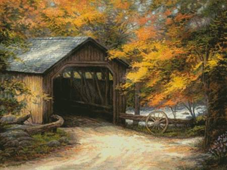 cross stitch pattern Autumn Bridge