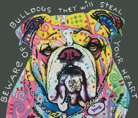 cross stitch pattern Bulldog Heart