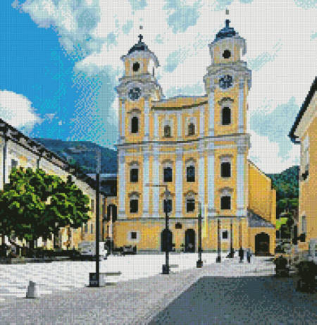 cross stitch pattern Basilica St. Michael, Mondsee, (Crop)