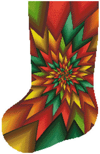 cross stitch pattern Christmas Fractal Stocking (Left)