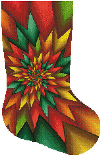 cross stitch pattern Christmas Fractal Stocking (Right)