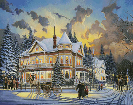 cross stitch pattern Christmas at Great Grandpa's