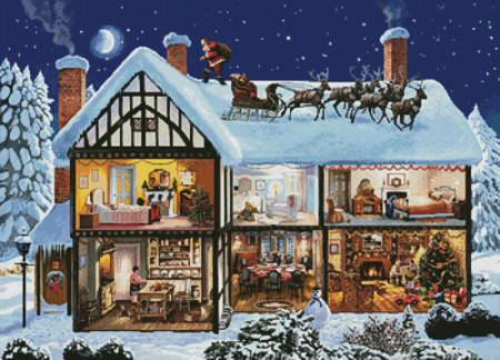 cross stitch pattern Christmas House 1