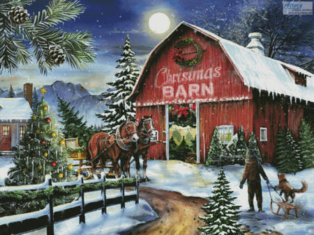cross stitch pattern The Christmas Barn (Large)