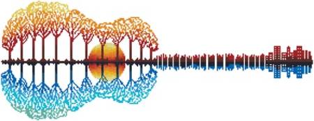 cross stitch pattern Colourful Guitar Landscape